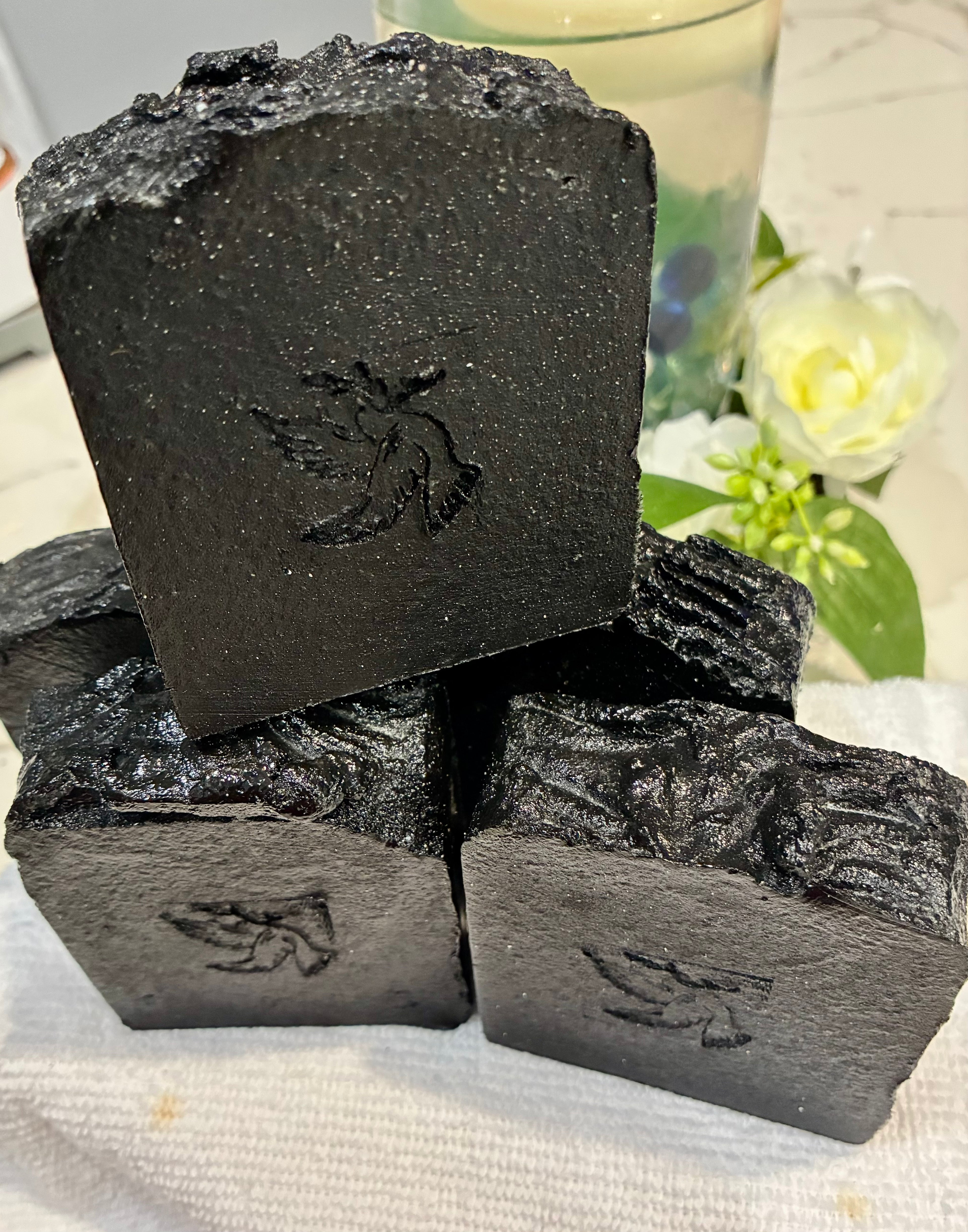 Organic black soap facial and body black soap with activated charcoal and tea tree oil